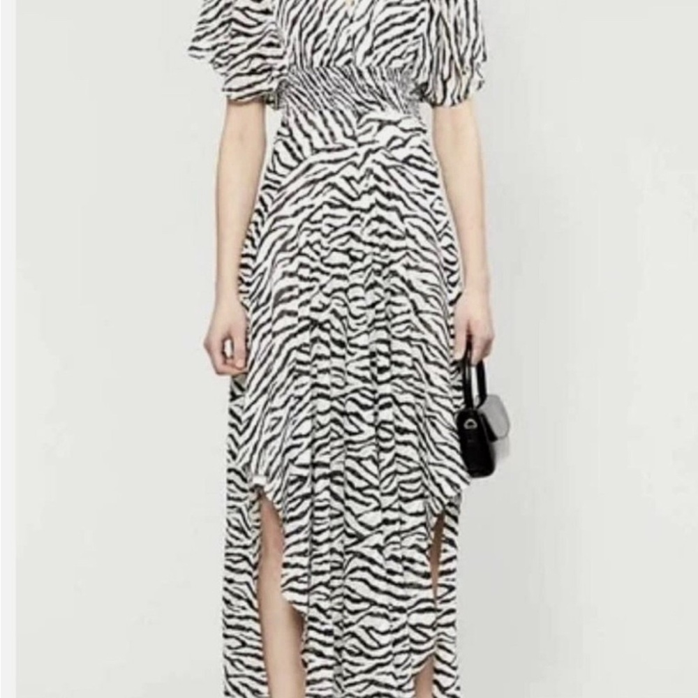 Maje Black and White High Low Dress